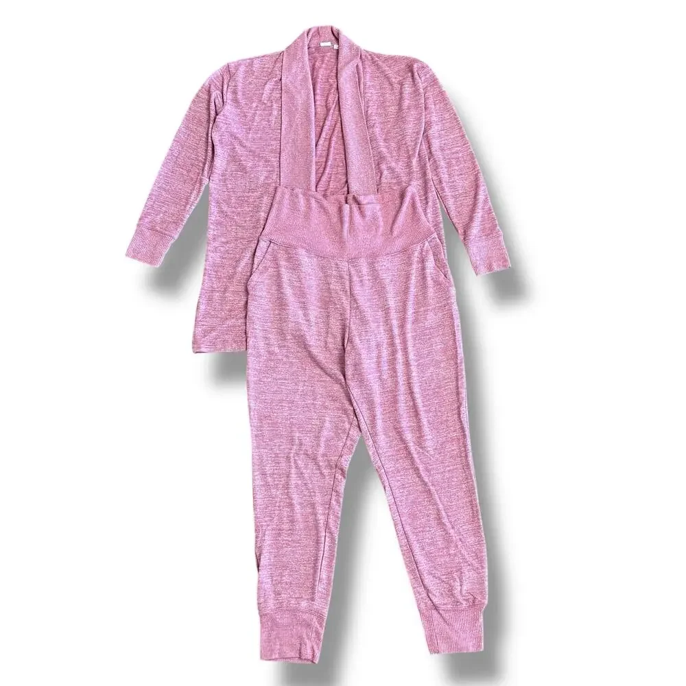 GAP‎ Softspun 3rd Lounge Set Pink Joggers L Top M Athleisure Cozy
